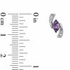 Thumbnail Image 2 of 5.0mm Oval Amethyst and Diamond Accent Boomerang Earrings in 10K White Gold