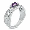Thumbnail Image 2 of Amethyst and 0.19 CT. T.W. Diamond Split Shank Wave Ring in Sterling Silver