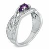 Thumbnail Image 1 of Amethyst and 0.19 CT. T.W. Diamond Split Shank Wave Ring in Sterling Silver