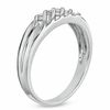 Thumbnail Image 2 of 0.10 CT. T.W. Diamond Multi-Groove Wedding Band in 10K White Gold