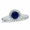 Thumbnail Image 1 of Lab-Created Blue Sapphire and 0.15 CT. T.W. Diamond Engagement Ring in 10K White Gold