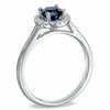 Thumbnail Image 2 of Lab-Created Blue Sapphire and 0.15 CT. T.W. Diamond Engagement Ring in 10K White Gold