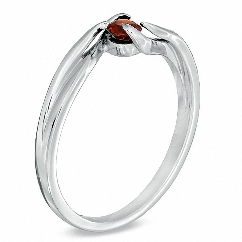 Main Image 2 of Garnet Bypass Ring in Sterling Silver