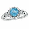 Thumbnail Image 0 of Blue Topaz and 0.28 CT. T.W. Diamond Frame Ring in 10K White Gold