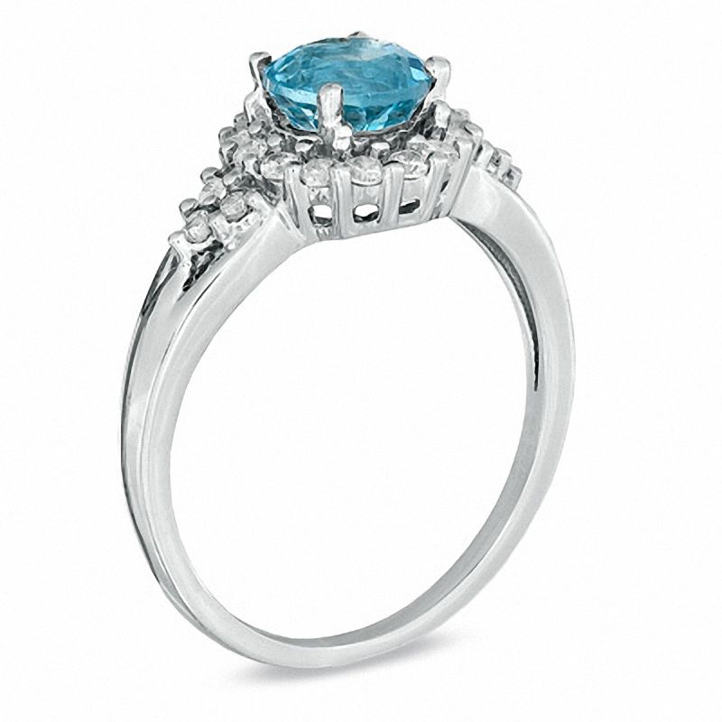 Blue Topaz and 0.28 CT. T.W. Diamond Frame Ring in 10K White Gold