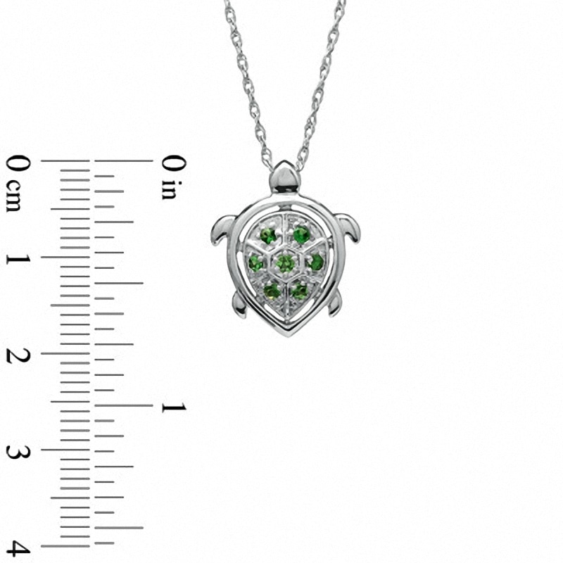 Main Image 2 of Tsavorite Turtle Pendant in Sterling Silver