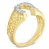 Thumbnail Image 2 of Men's 0.20 CT. T.W. Diamond Horseshoe Nugget Ring in 10K Gold
