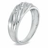 Thumbnail Image 1 of Men's 0.16 CT. T.W. Baguette Diamond Slant Triple Row Ring in Sterling Silver