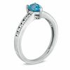 Thumbnail Image 2 of Pear-Shaped Blue Topaz and 0.21 CT. T.W. Diamond Ring in 10K White Gold