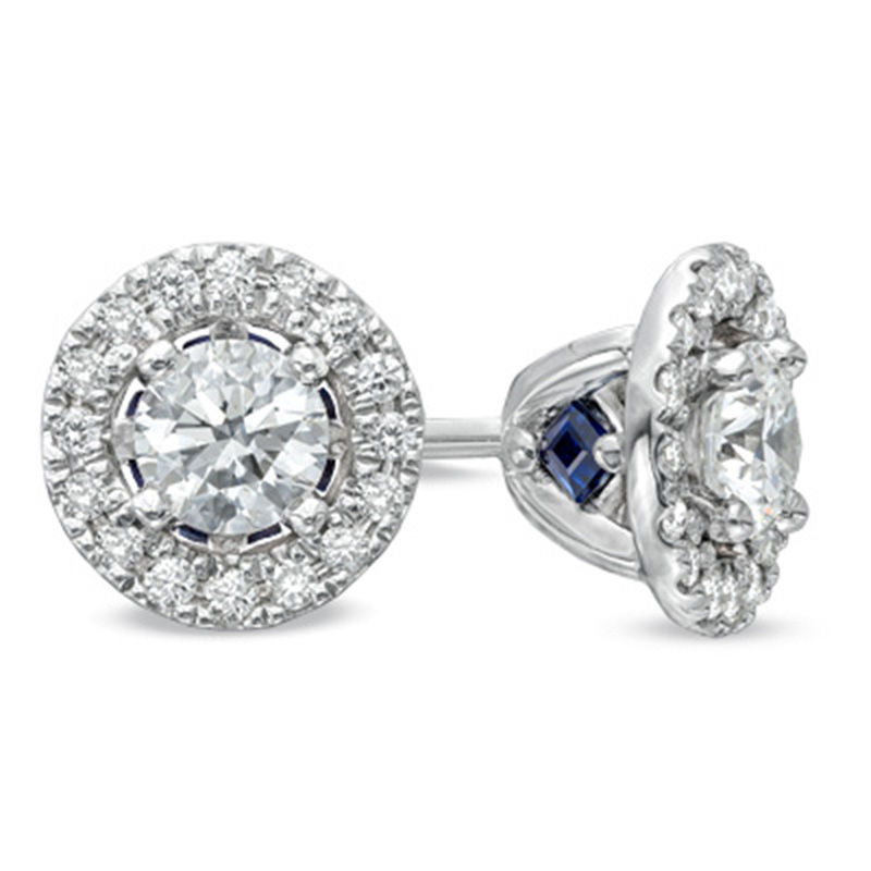 Vera Wang Love Collection CT. T.W. Diamond Frame Stud Earrings in 14K White Gold|Peoples Jewellers
