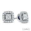 Thumbnail Image 1 of Vera Wang Love Collection 0.45 CT. T.W. Princess-Cut Diamond Frame Stud Earrings in 14K White Gold