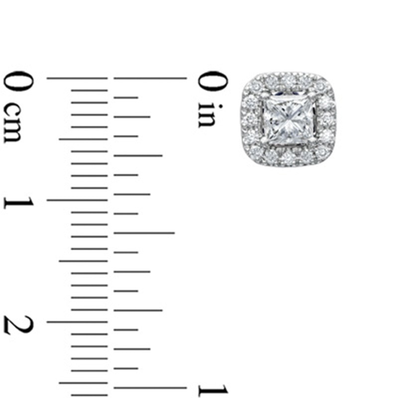 Main Image 2 of Vera Wang Love Collection 0.70 CT. T.W. Princess-Cut Diamond Frame Stud Earrings in 14K White Gold
