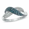 Thumbnail Image 0 of 0.34 CT. T.W. Enhanced Blue and White Diamond Infinity Ring in 10K White Gold