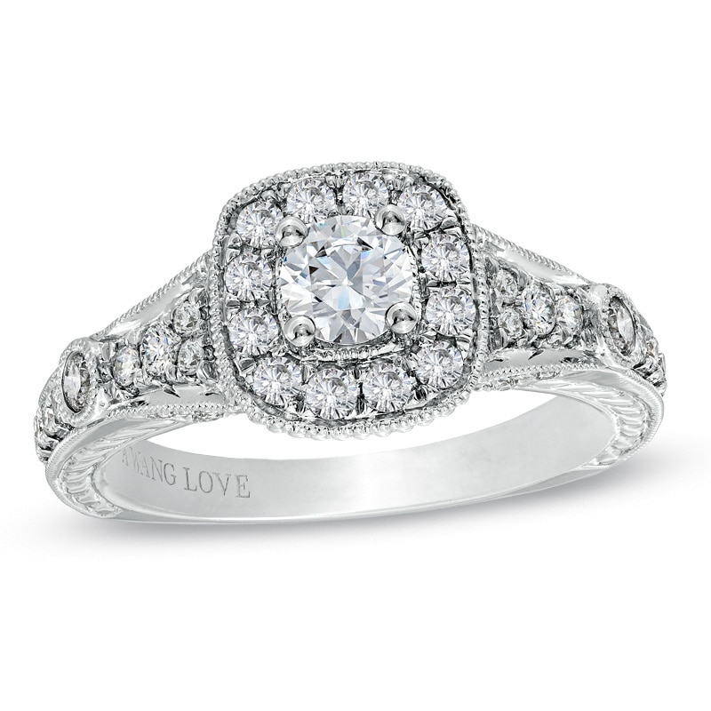 Vera Wang Love Collection 0.95 CT. T.W. Diamond Frame Engagement Ring in 14K White Gold