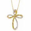Thumbnail Image 0 of 0.33 CT. T.W. Yellow and White Diamond Cross Pendant in 10K Gold