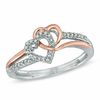 Thumbnail Image 0 of 0.10 CT. T.W. Diamond Hearts Split Shank Ring in Sterling Silver and 10K Rose Gold