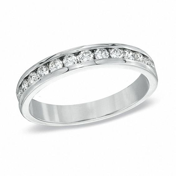 050 CT Tw Certified Diamond Anniversary Band in 18K White Gold