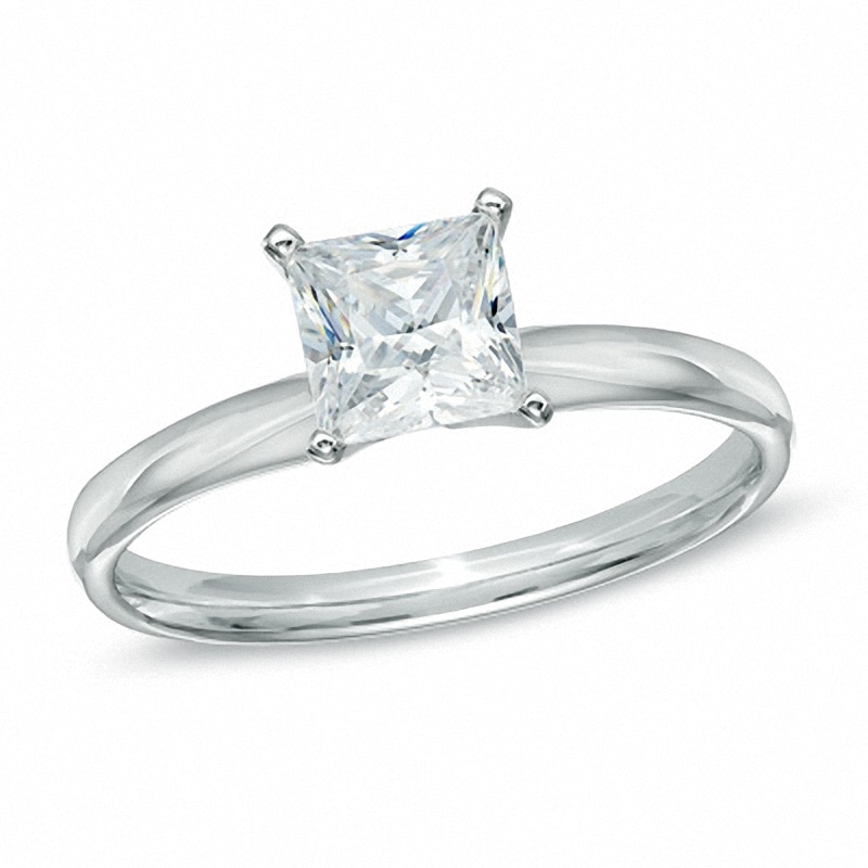 0.70 CT. Certified Prestige® Princess-Cut Diamond Solitaire Engagement Ring in 14K White Gold (J/I1)