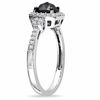 Thumbnail Image 1 of 1.00 CT. T.W. Enhanced Black and White Cushion-Cut Diamond Buckle Ring in 14K White Gold