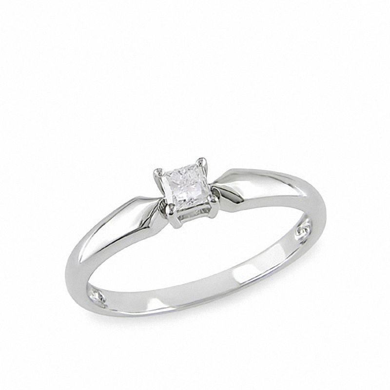 0.20 CT. Princess-Cut Diamond Solitaire Promise Ring in 10K White Gold