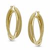 Thumbnail Image 1 of Elegance D'Italia™ 33mm Polished Textured Hoop Earrings in Bronze with 14K Gold Plate