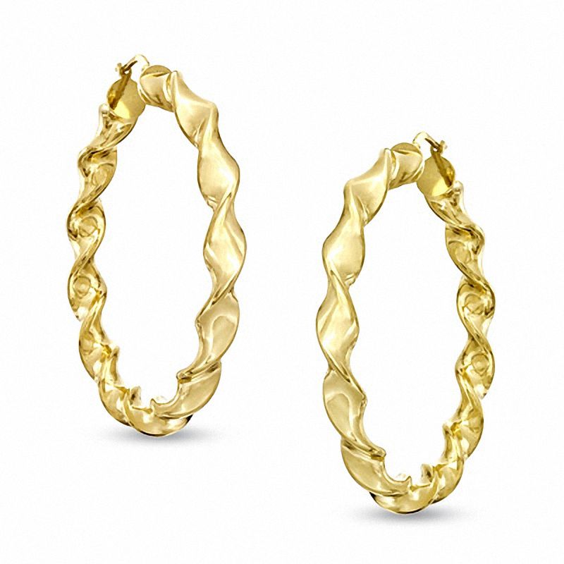 Elegance D'Italia™ 38mm Polished Wavy Twist Hoop Earrings in Bronze with 14K Gold Plate