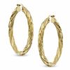 Thumbnail Image 0 of Elegance D'Italia™ 34mm Polished Textured Hoop Earrings in Bronze with 14K Gold Plate