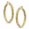 Thumbnail Image 1 of Elegance D'Italia™ 34mm Polished Textured Hoop Earrings in Bronze with 14K Gold Plate