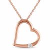 Thumbnail Image 1 of Diamond Accent Solitaire Tilted Heart Pendant in 10K Rose Gold - 17"