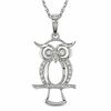 Diamond Accent Owl Pendant in 10K White Gold - 17"