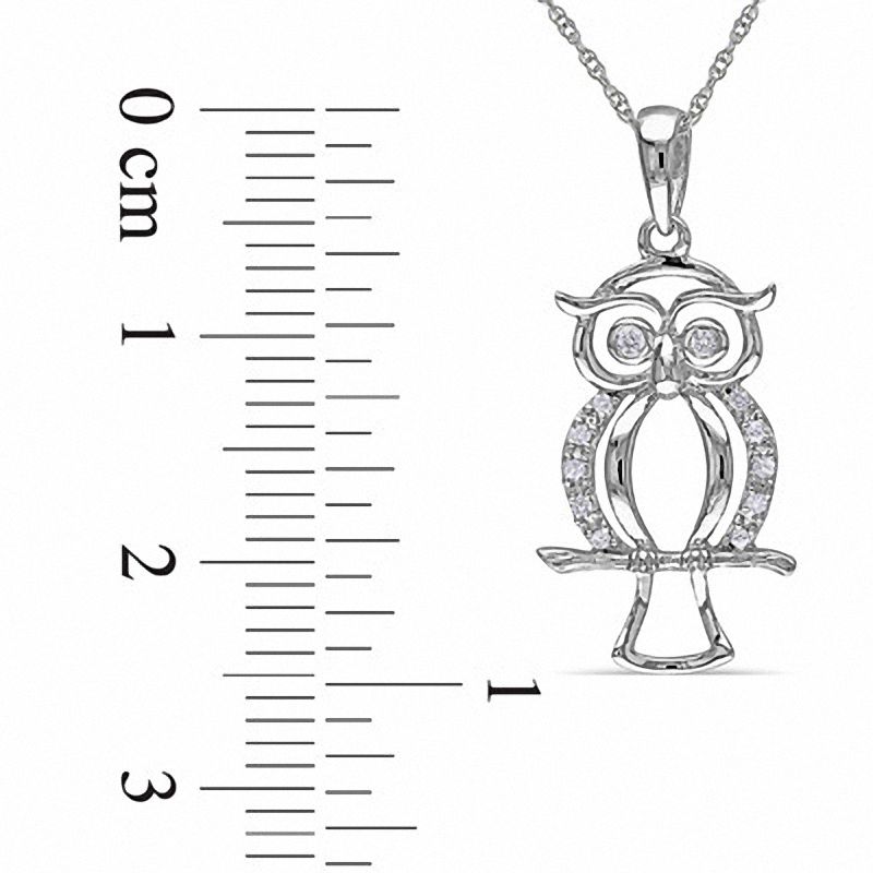 Diamond Accent Owl Pendant in 10K White Gold 17