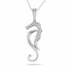 Thumbnail Image 1 of Diamond Accent Seahorse Pendant in 10K White Gold - 17"