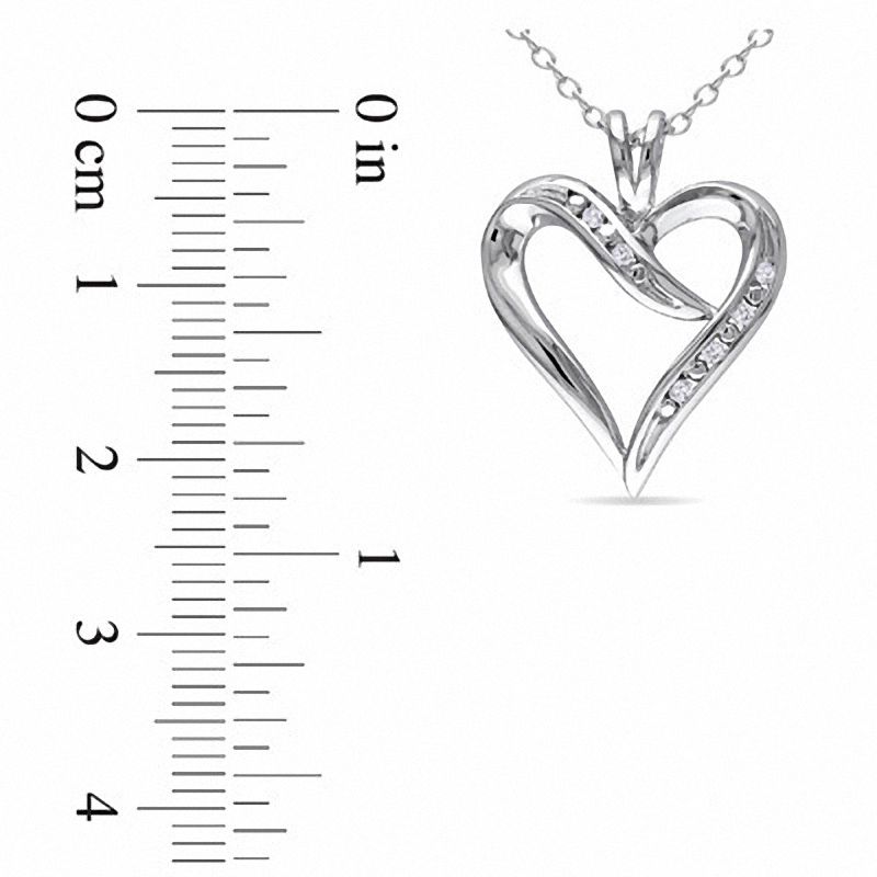 Diamond Accent Heart-Shaped Ribbon Pendant in Sterling Silver|Peoples Jewellers