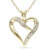 Thumbnail Image 0 of Diamond Accent Heart-Shaped Ribbon Pendant in Yellow Sterling Silver
