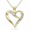 Thumbnail Image 1 of Diamond Accent Heart-Shaped Ribbon Pendant in Yellow Sterling Silver