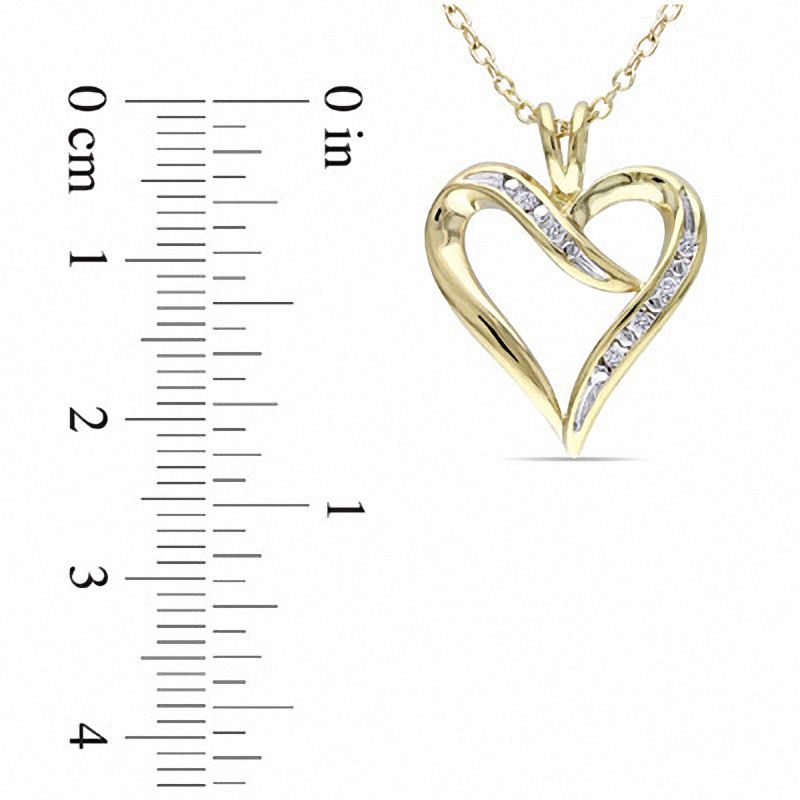 Main Image 2 of Diamond Accent Heart-Shaped Ribbon Pendant in Yellow Sterling Silver