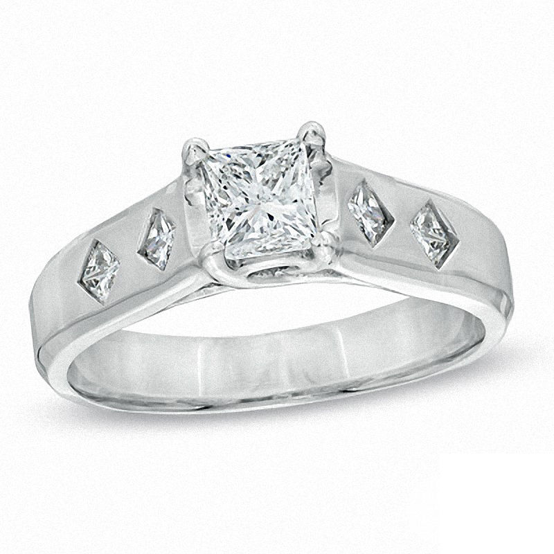 0.70 CT. T.W. Certified Canadian Princess-Cut Diamond Engagement Ring in 14K White Gold (I/I1)