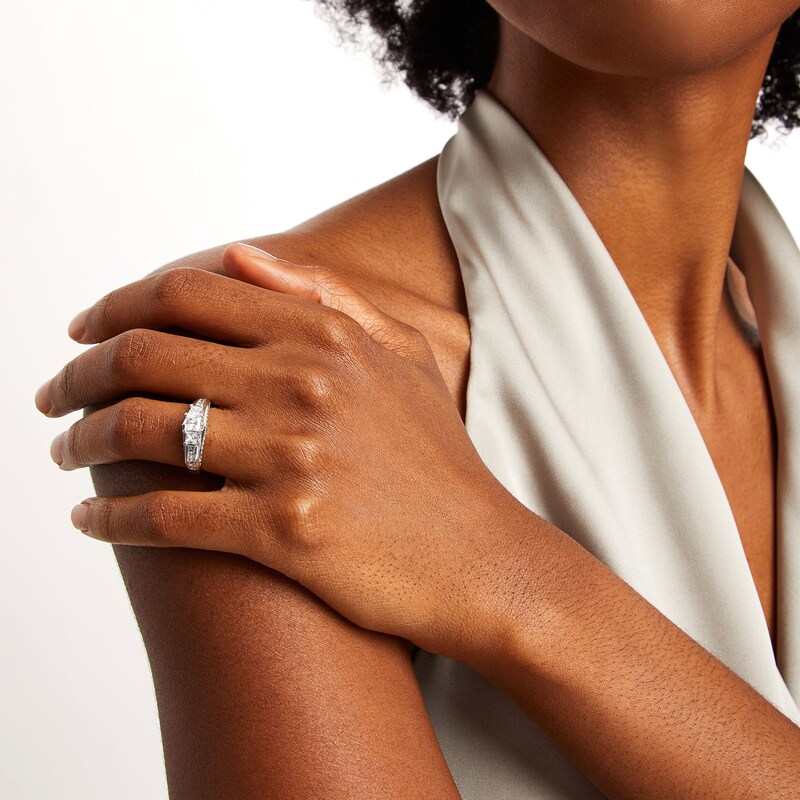 Main Image 2 of 1.50 CT. T.W. Certified Canadian Princess-Cut Diamond Three Stone Ring in 14K White Gold (I/I1)
