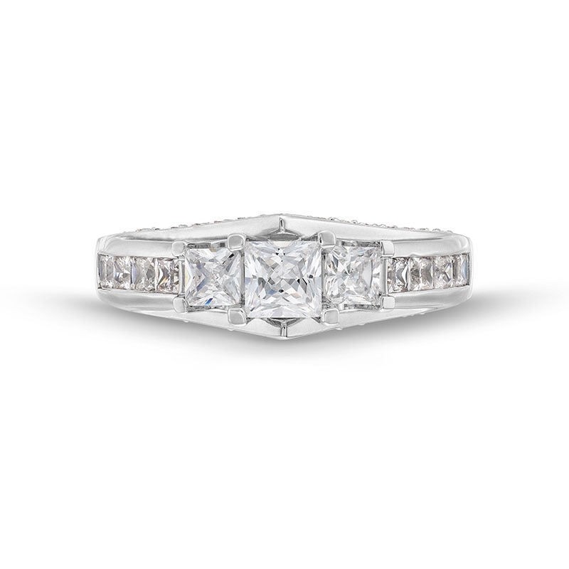 1.50 CT. T.W. Certified Canadian Princess-Cut Diamond Three Stone Ring 14K White Gold (I/I1)