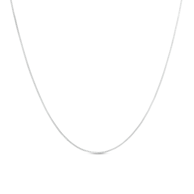 0.7mm Box Chain Necklace in Solid 14K White Gold - 18"|Peoples Jewellers