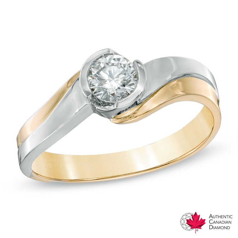 0.40 CT. Certified Canadian Diamond Solitaire Engagement Ring in 14K Two-Tone Gold (I/I1)