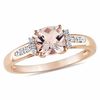 Thumbnail Image 1 of 6.0mm Cushion-Cut Pink Morganite and Diamond Accent Ring in 10K Rose Gold