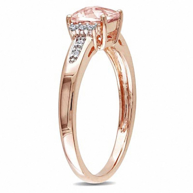6.0mm Cushion-Cut Pink Morganite and Diamond Accent Ring in 10K Rose Gold
