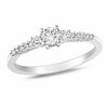 Thumbnail Image 1 of White Lab-Created Sapphire and 0.05 CT. T.W. Diamond Promise Ring in Sterling Silver