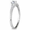 Thumbnail Image 2 of White Lab-Created Sapphire and 0.05 CT. T.W. Diamond Promise Ring in Sterling Silver