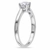 Thumbnail Image 1 of Princess-Cut White Lab-Created Sapphire and 0.04 CT. T.W. Diamond Promise Ring in Sterling Silver