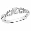 Thumbnail Image 1 of White Lab-Created Sapphire and 0.08 CT. T.W. Diamond Twist Shank Promise Ring in Sterling Silver