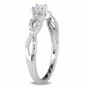 Thumbnail Image 2 of White Lab-Created Sapphire and 0.08 CT. T.W. Diamond Twist Shank Promise Ring in Sterling Silver