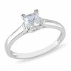 Thumbnail Image 0 of 4.5mm Square-Cut Lab-Created White Sapphire Solitaire Ring in 10K White Gold