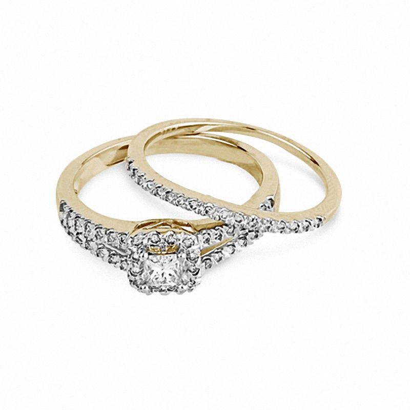 0.50 CT. T.W. Princess-Cut Diamond Bridal Set in 14K Gold